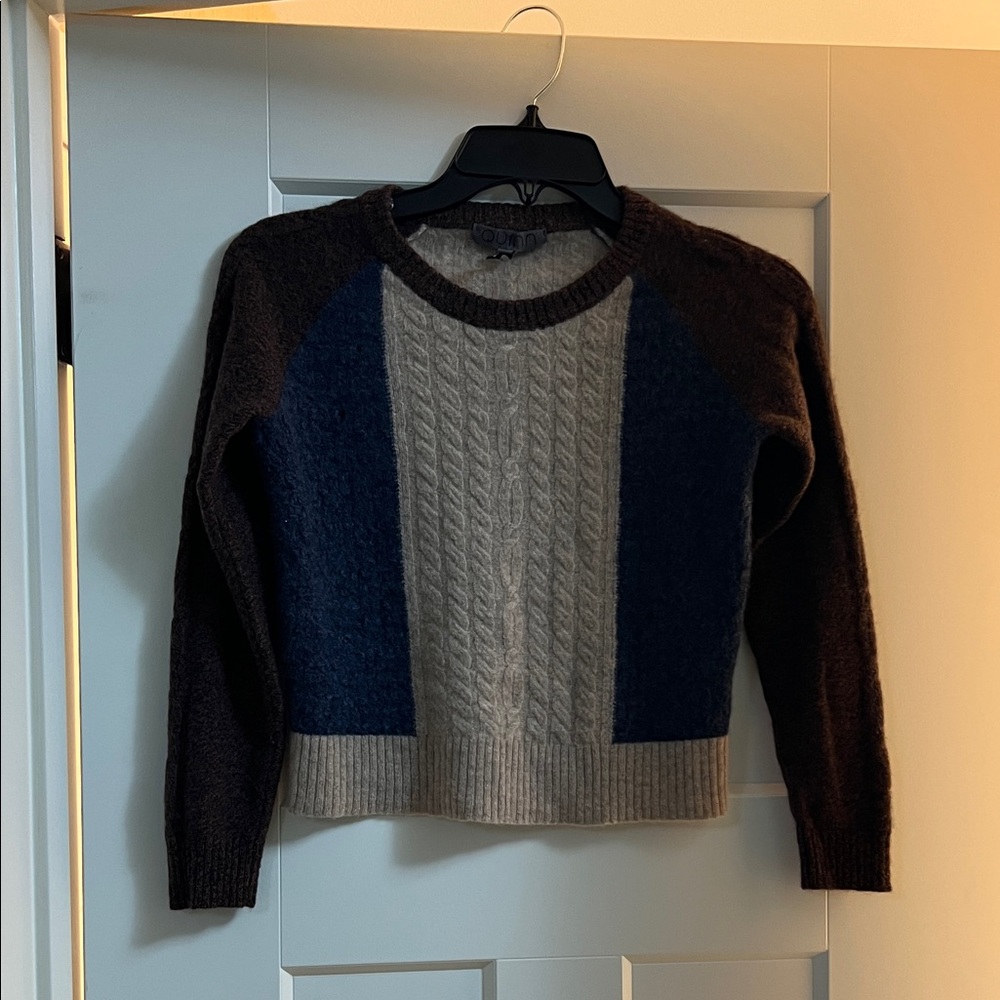 100% Cashmere Quinn Two-Tone Cable Knit Sweater